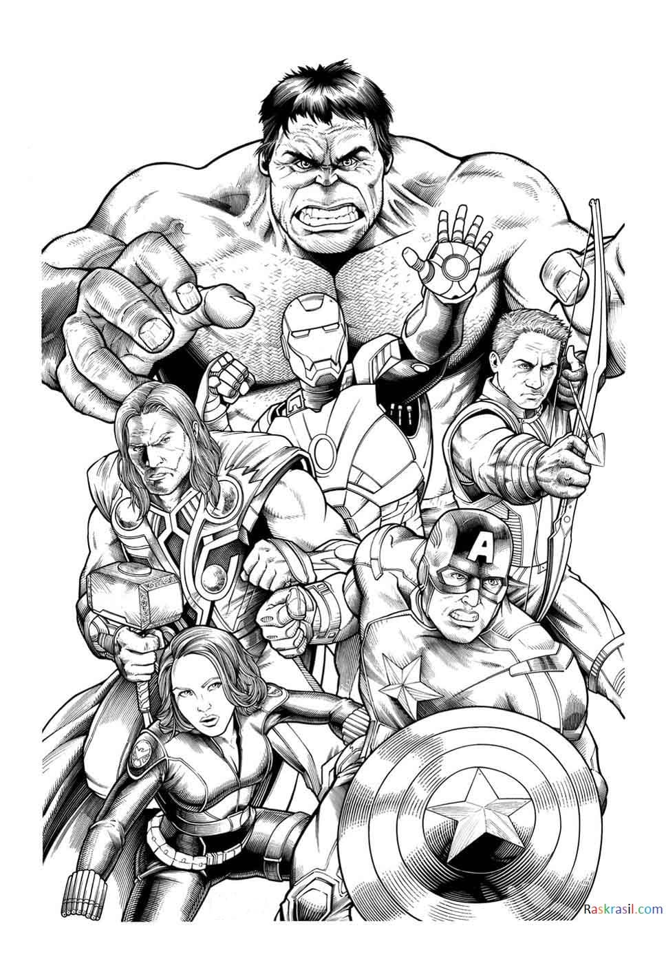 Disegni da colorare Avengers, 110 pezzi. Stampa sul sito Web