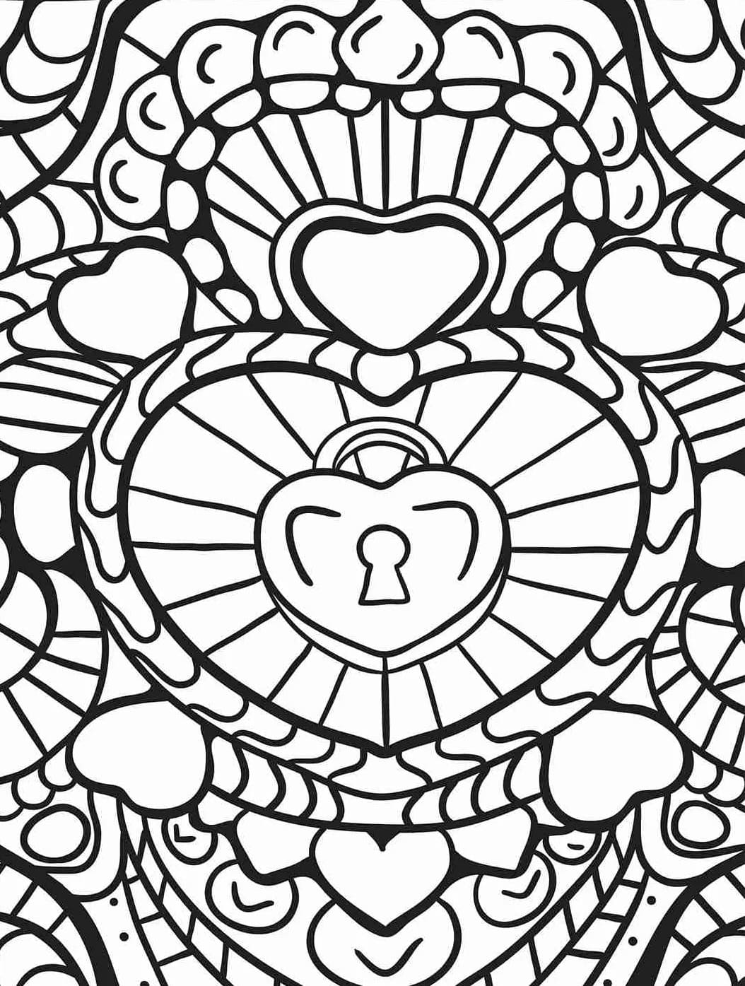Abstract Heart Coloring Pages