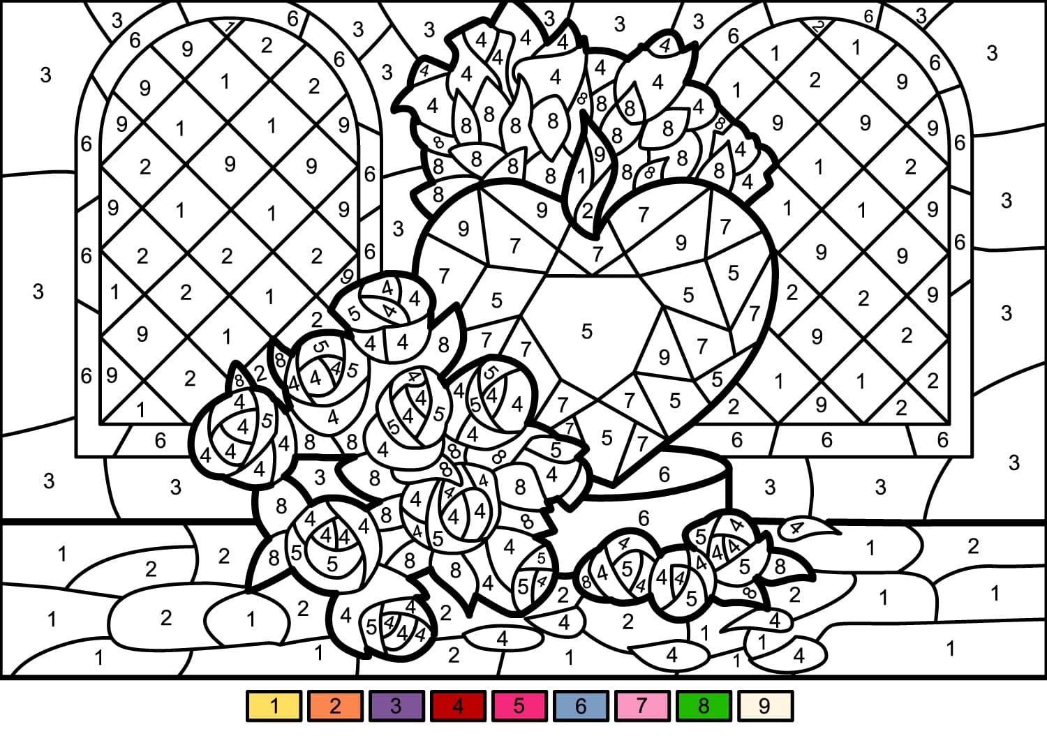 Color By Number Coloring Pages For Adults