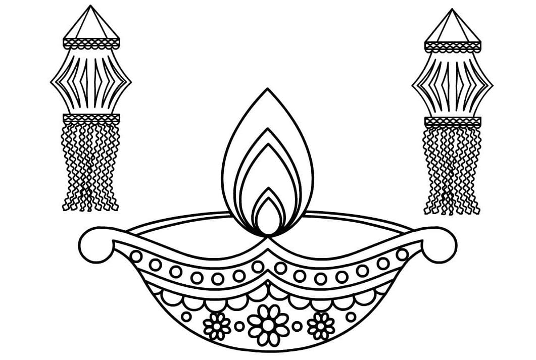 Diwali Diya Coloring Pages