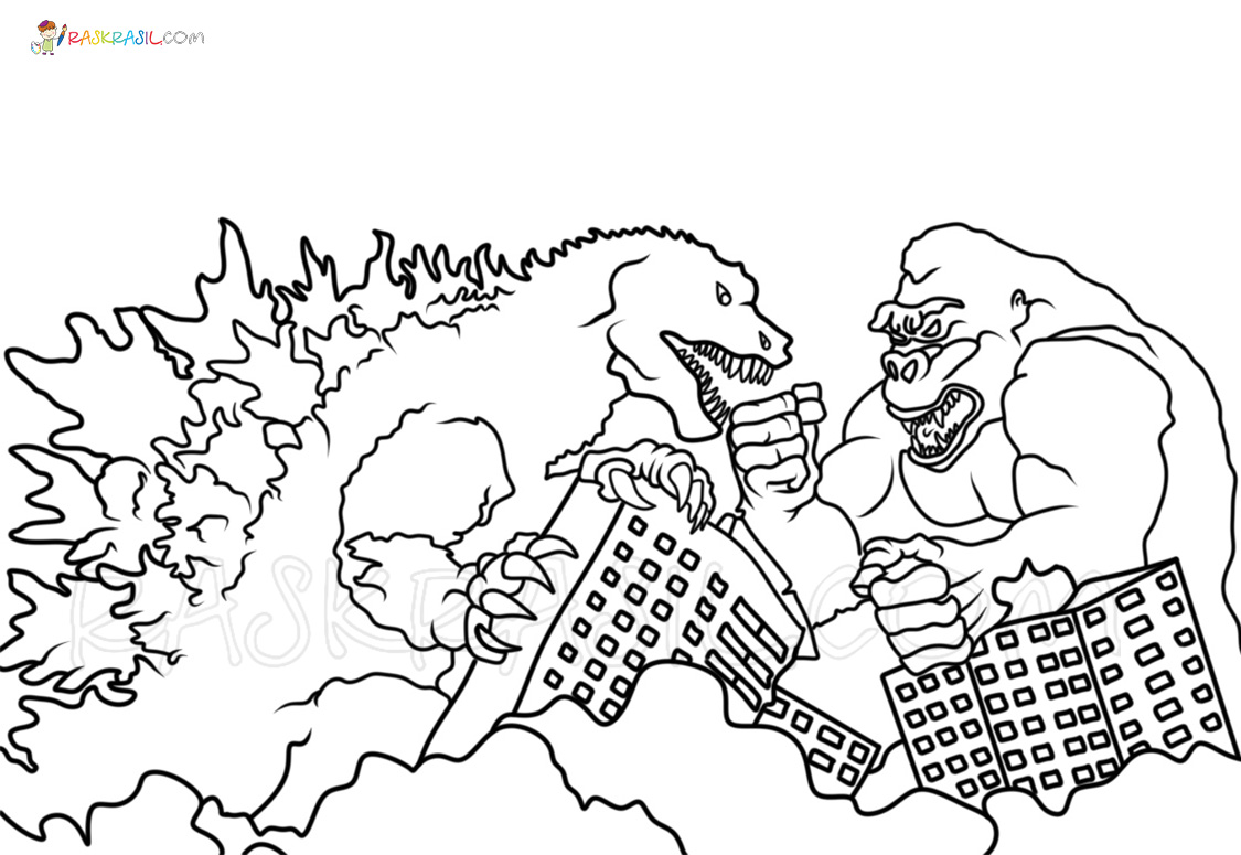 Godzilla Vs Kong Coloring Pages New Picrtures Free Printable