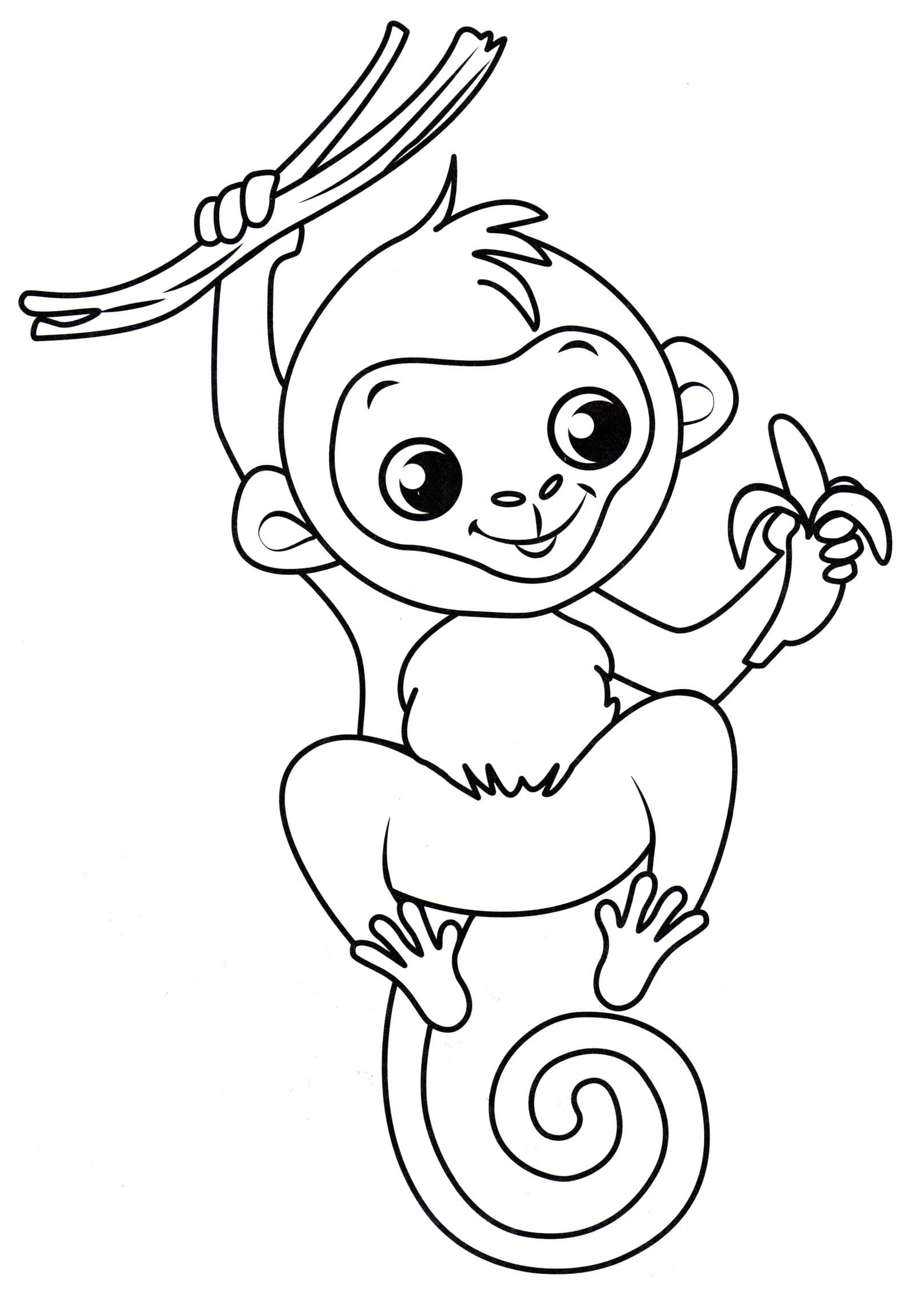 Hanging Monkey Coloring Pages
