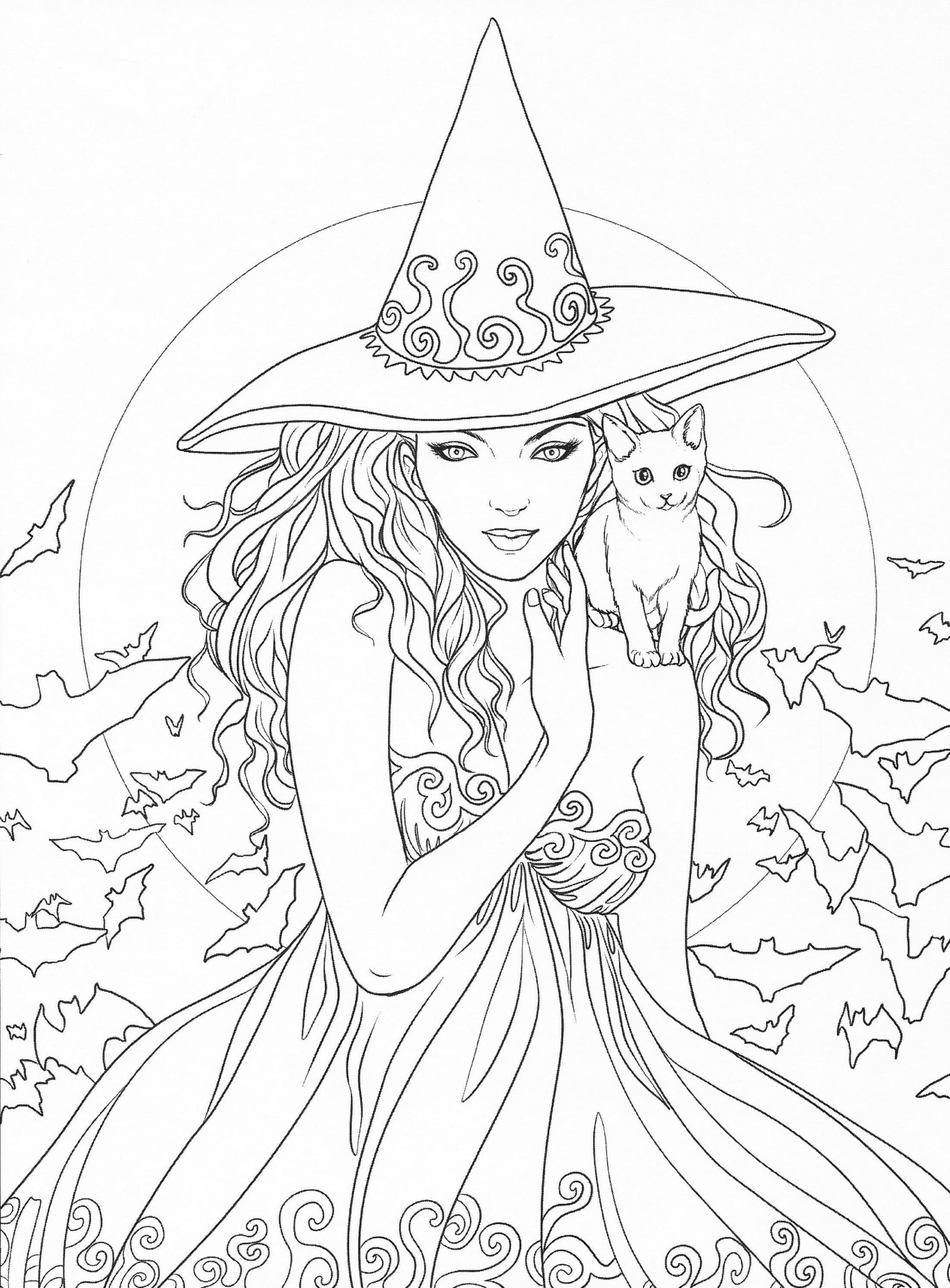 Cute Anime Witch Coloring Pages : Teenage Girl W I T C H Coloring Pages