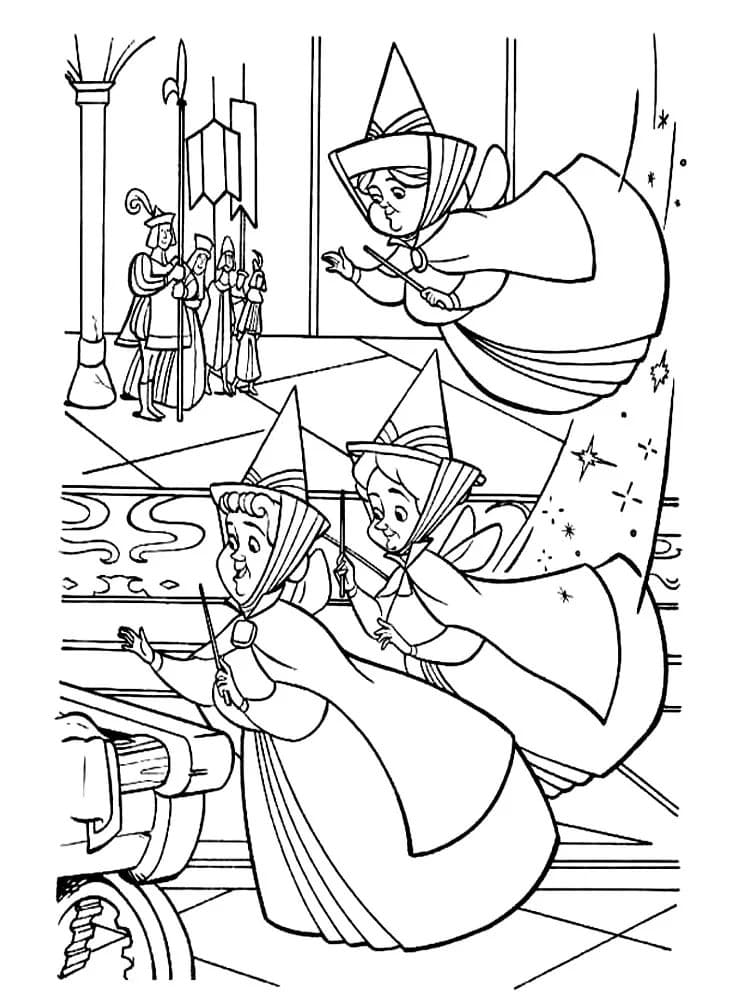 Sleeping Beauty Fairy Godmothers Coloring Pages