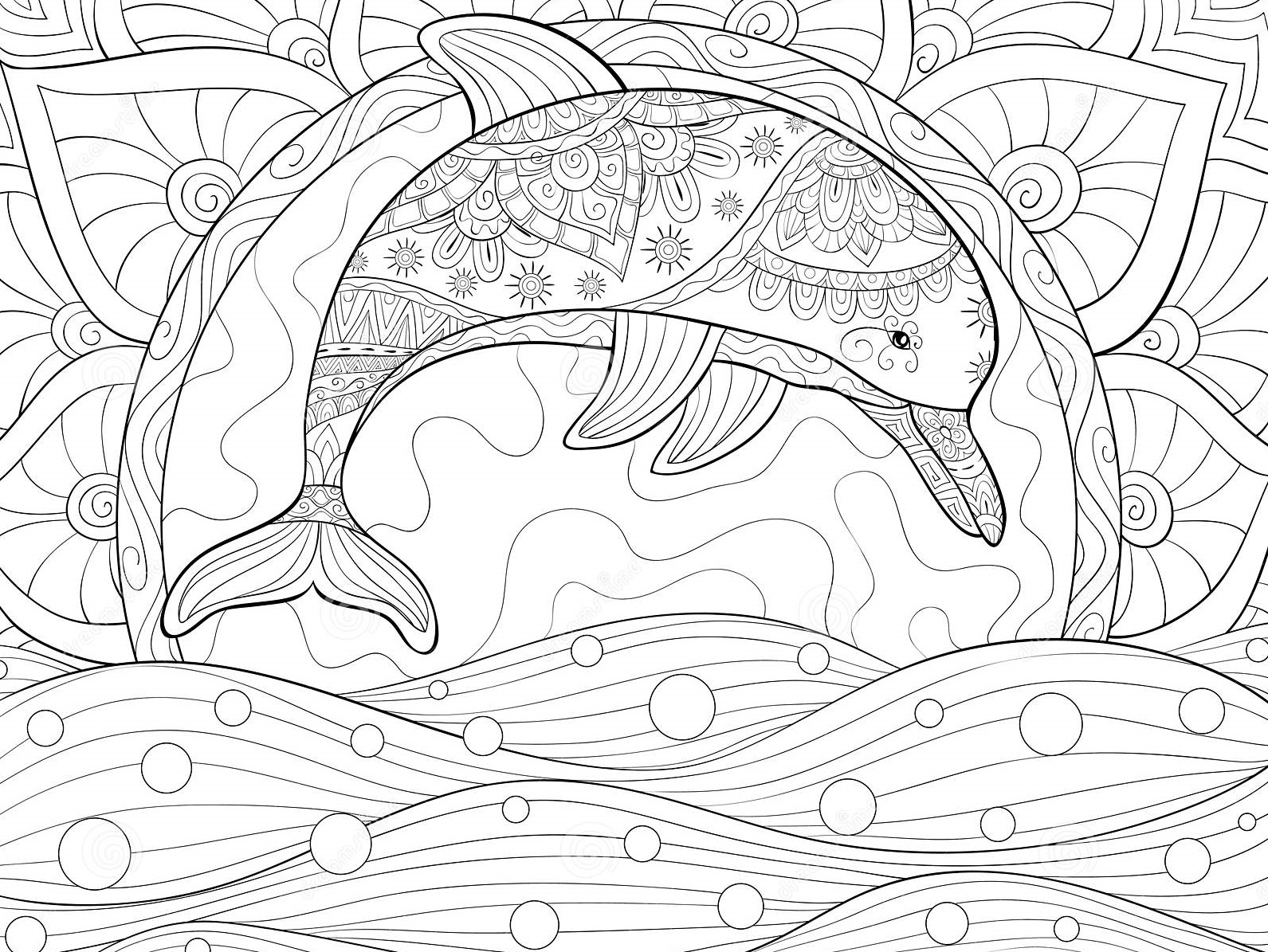 Hard Dolphin Coloring Pages