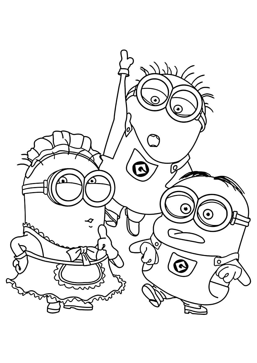 Disegni di Minions da colorare. Stampa online, 100