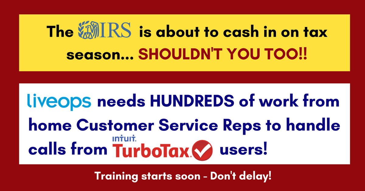 Customer Support for Turbo Tax Users Training Starts SOON, Apply