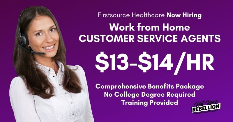 13+/Hr Work from Home Customer Service Representatives Firstsource