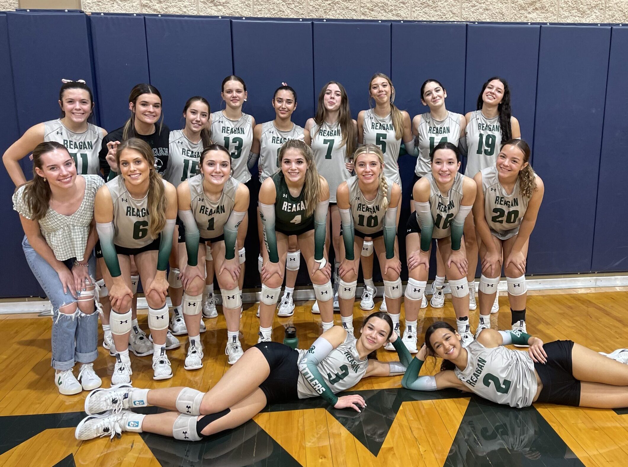 Reagan Volleyball celebrates another sweep! Up next Johnson/Churchill