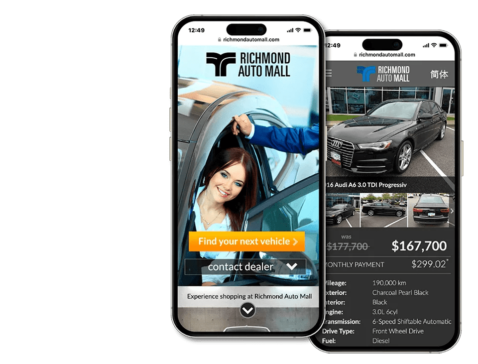 Custom car dealership and auto mall website design