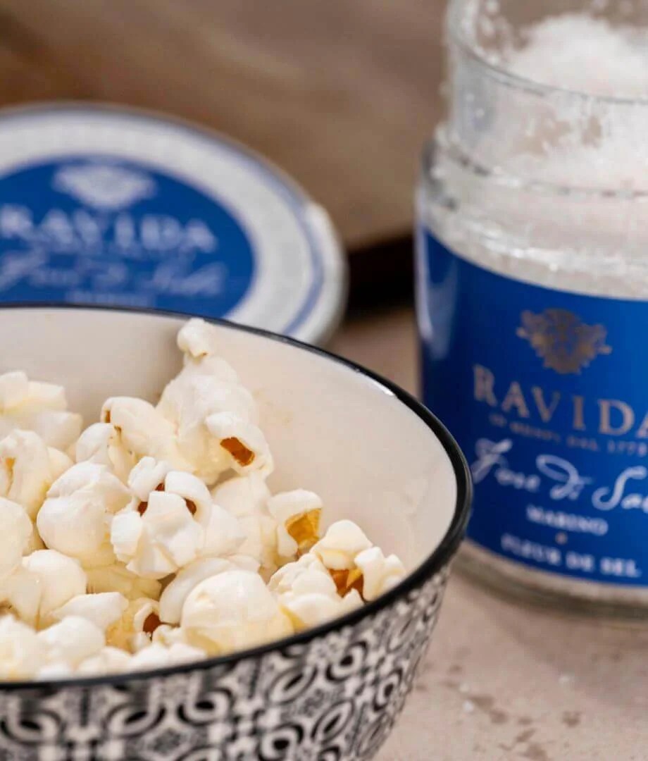 Popcorn all' Olio extra vergine di Oliva e Sale di Mare Ravida