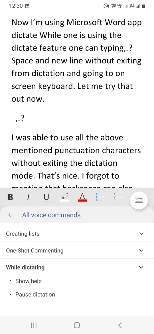 Dictate of Microsoft Word on Android (free version) is superb for voice