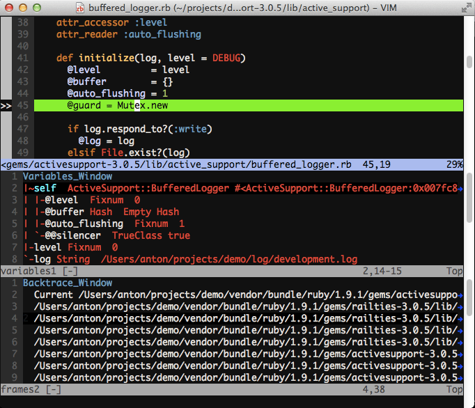GitHub astashov/vimrubydebugger Vim plugin for debugging Ruby
