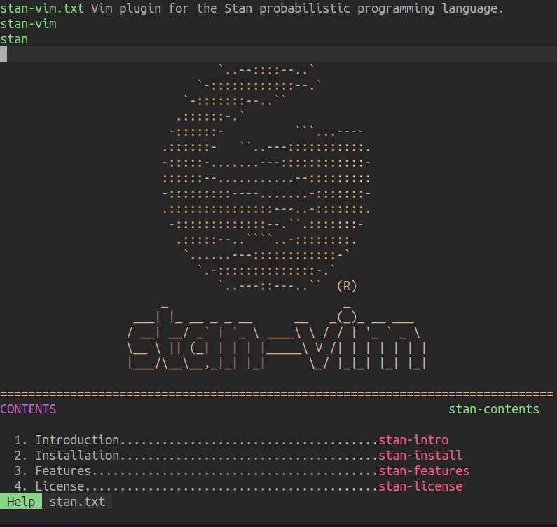 GitHub eigenfoo/stanvim A Vim plugin for the Stan probabilistic programming language.
