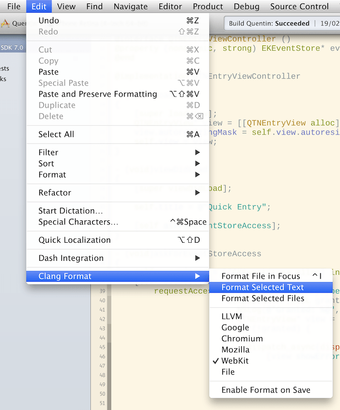 GitHub travisjeffery/ClangFormatXcode Xcode plugin to to use clang