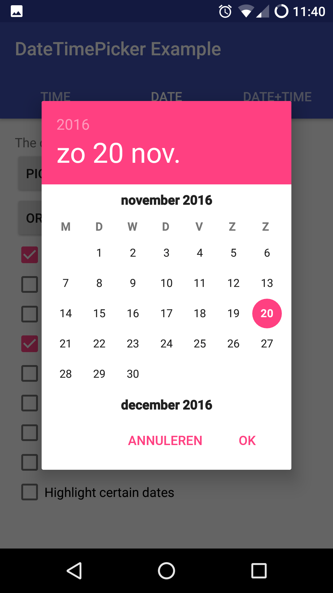 MaterialDateTimePicker Pick a date or time on codeKK AndroidOpen