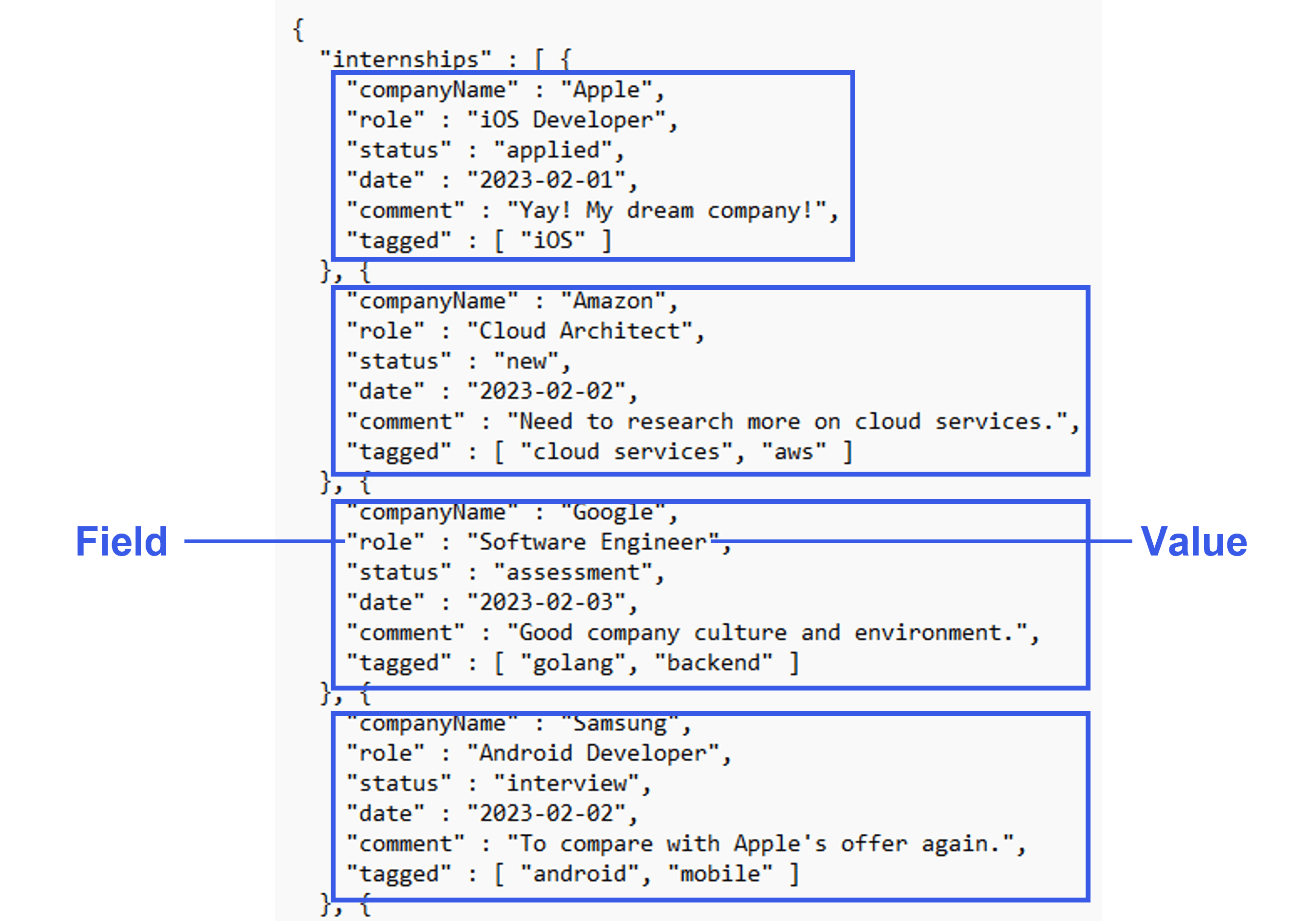 Figure 8 Sample JSON data file
