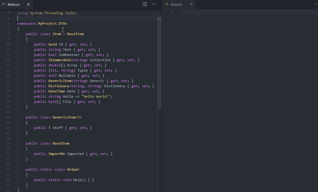 C to TypeScript Visual Studio Marketplace