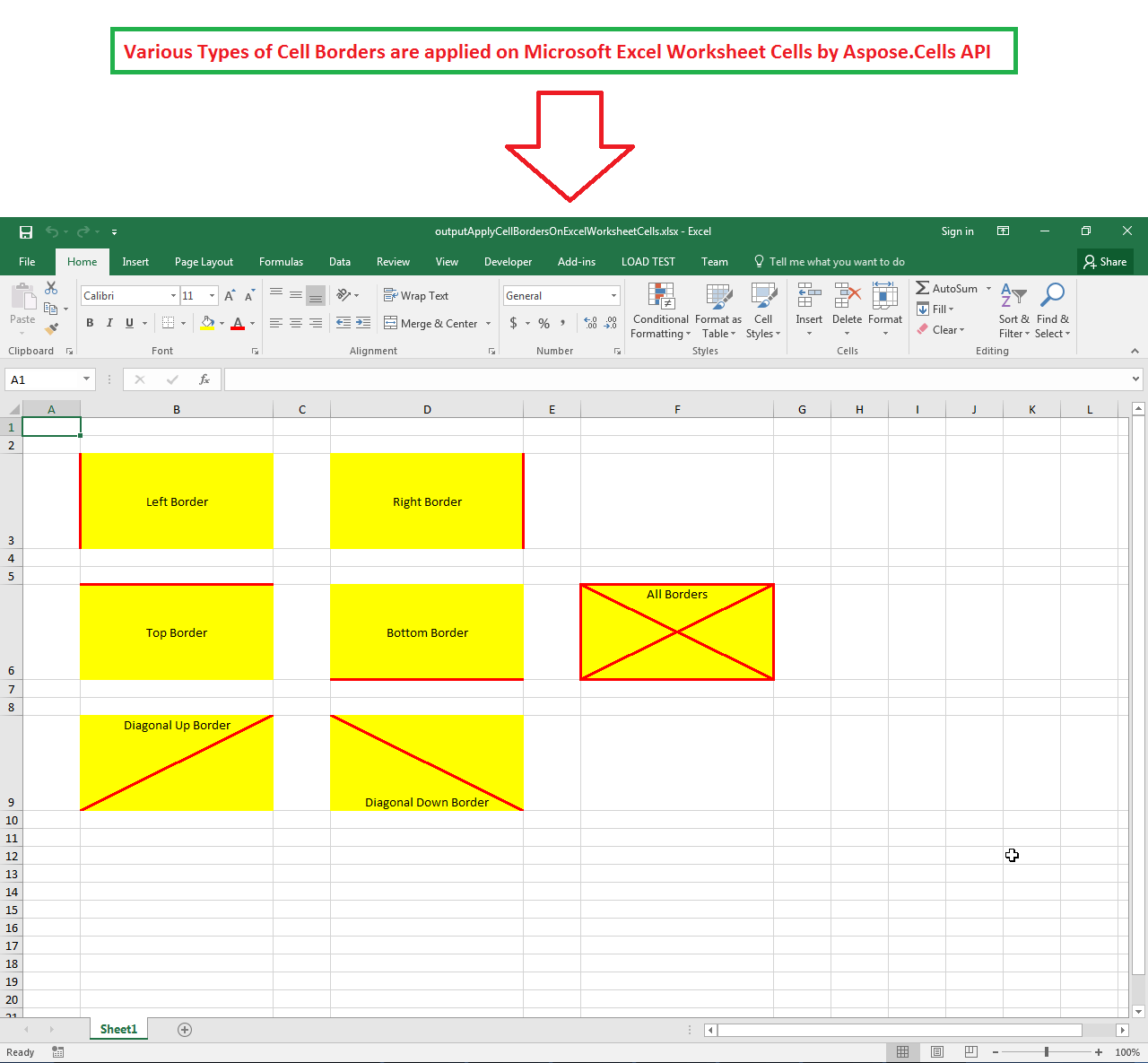 Apply Cell Borders on Excel Worksheet Cells in Aspose.Cells