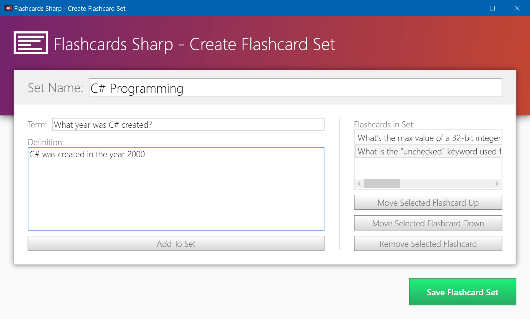 GitHub BeardedFish/FlashcardsSharp A program written in C that allows a user to create