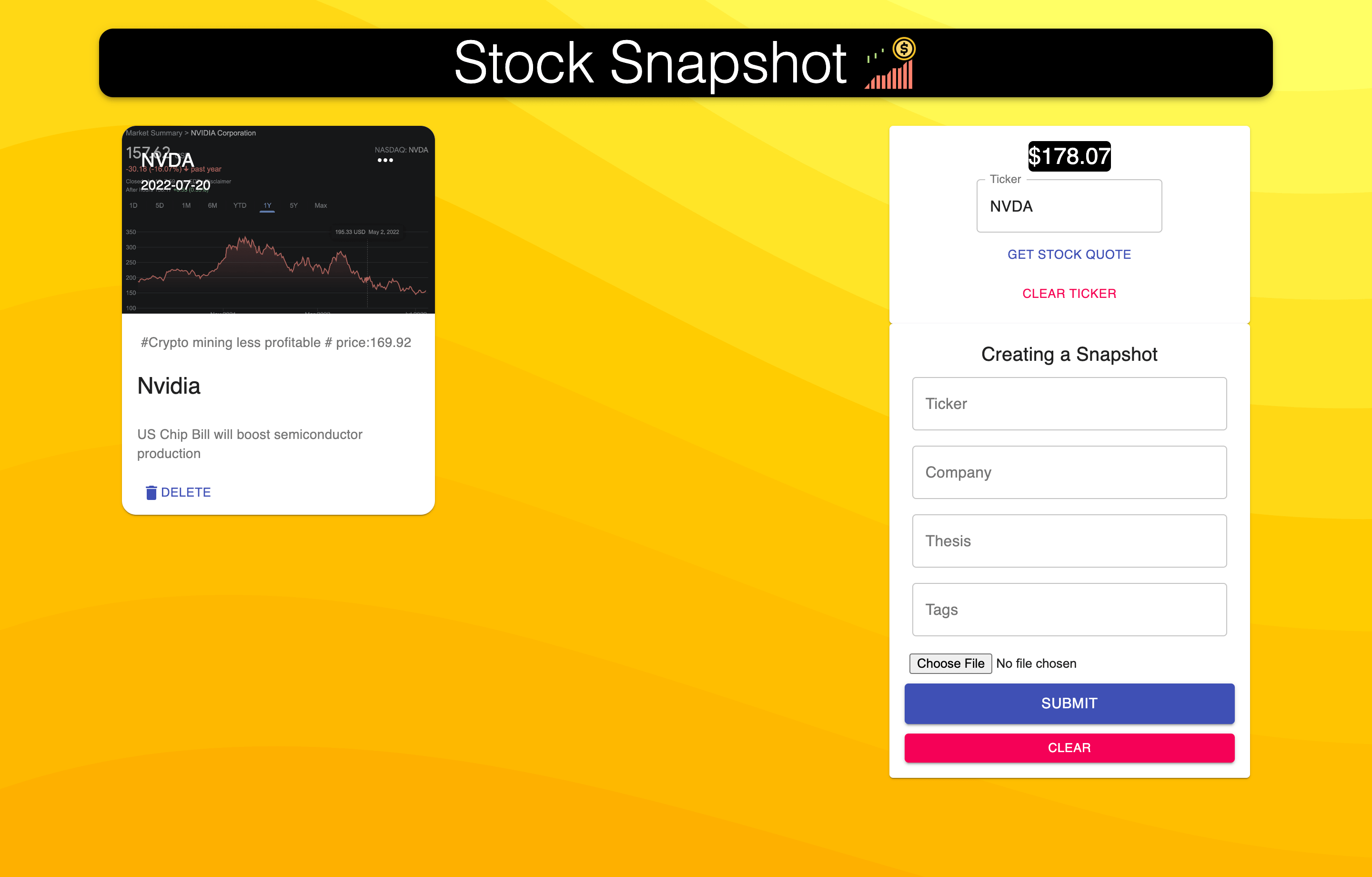GitHub Davichavix/StockSnapShot SnapShot MERN Application