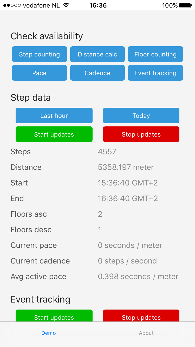 GitHub EddyVerbruggen/nativescriptpedometer feet step count