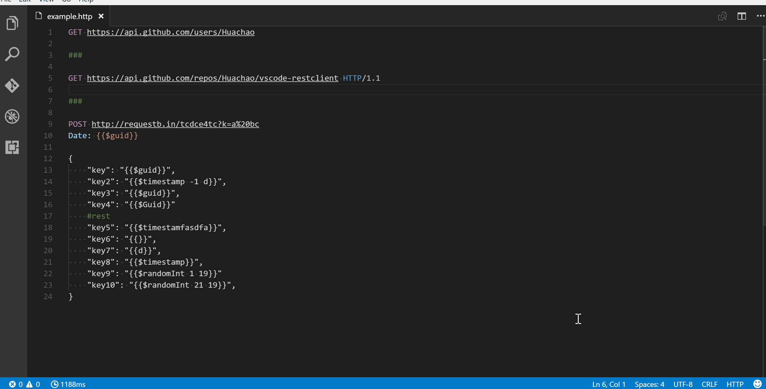 Vscode Restclient REST Client Extension for Visual Studio Code