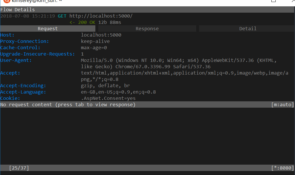 Inspect proxied requests from Nginx to Kestrel with Mitmproxy