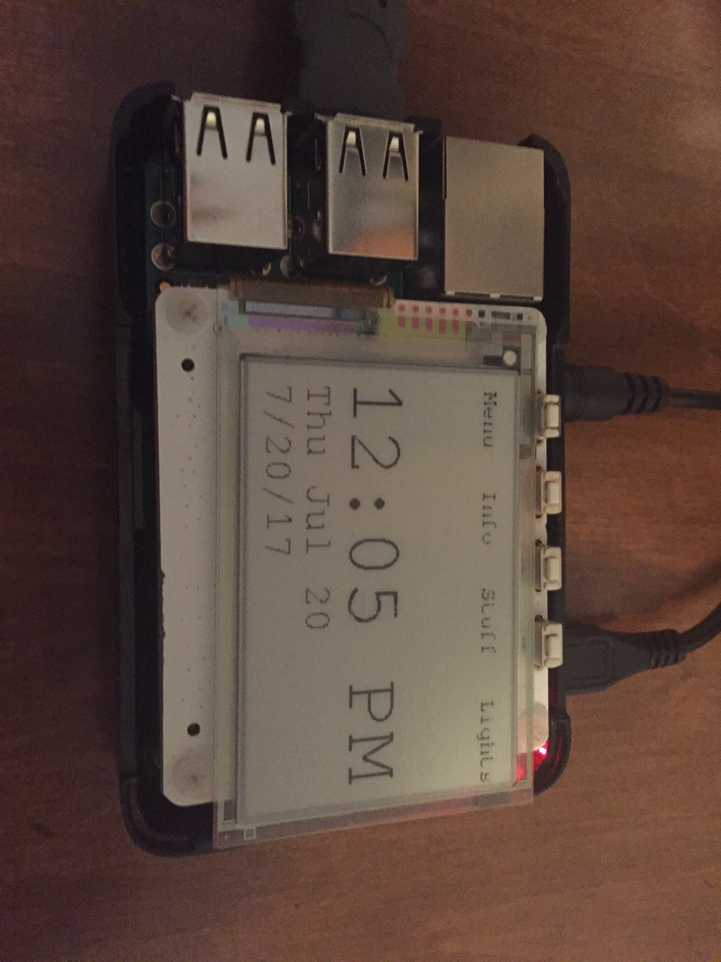 GitHub MattElek/ClockPi A Raspberry Pi, E Ink Display, and an Arduino.