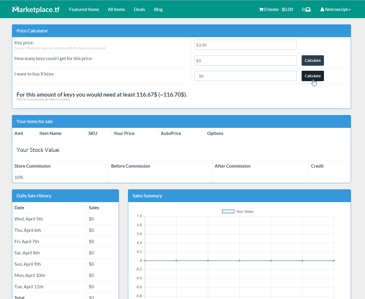 GitHub NetroScript/Marketplace.tfPriceCalculator A simple price