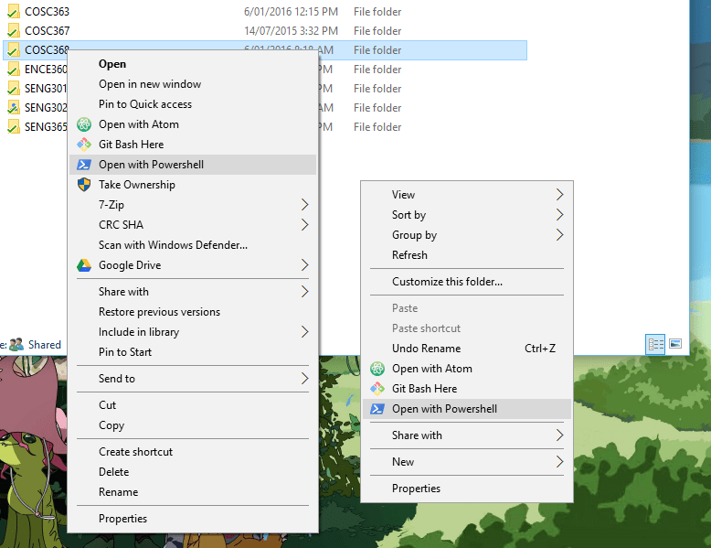 Add PowerShell to Explorer Context Menus (Example)