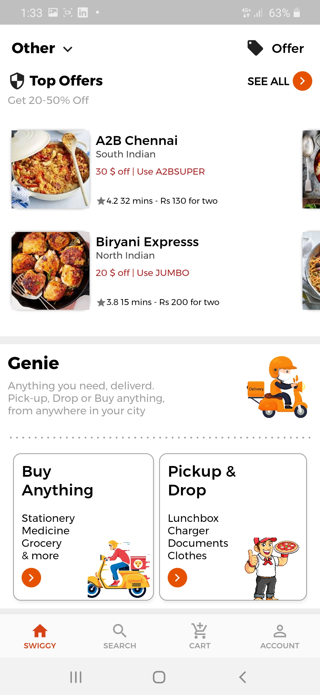 A UI Clone Of A Famous Food Ordering App Called Swiggy Built Using