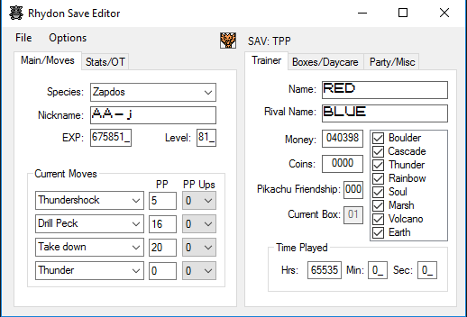 Rhydon Save Editor (new Pokemon RBY Save Editor) - Saves - Tools 