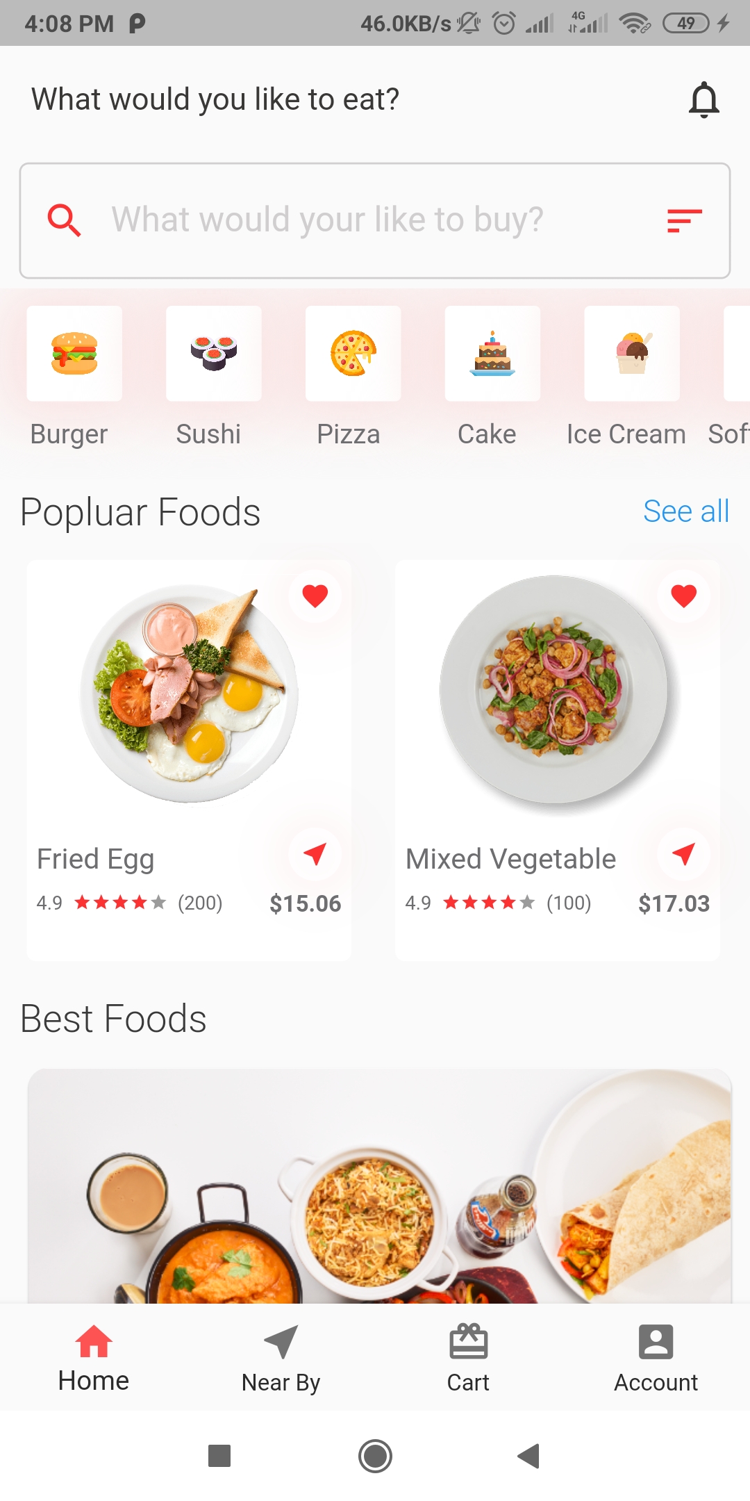 Flutter Food Delivery App Ui