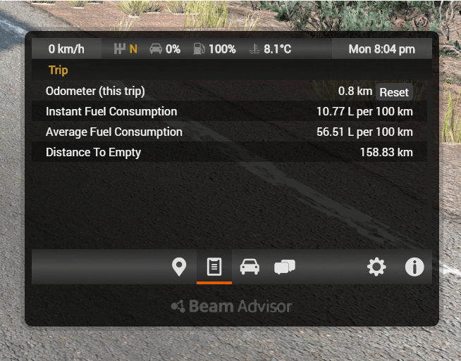 BeamAdvisor ETS2/ATS inspired information+navigation widget for