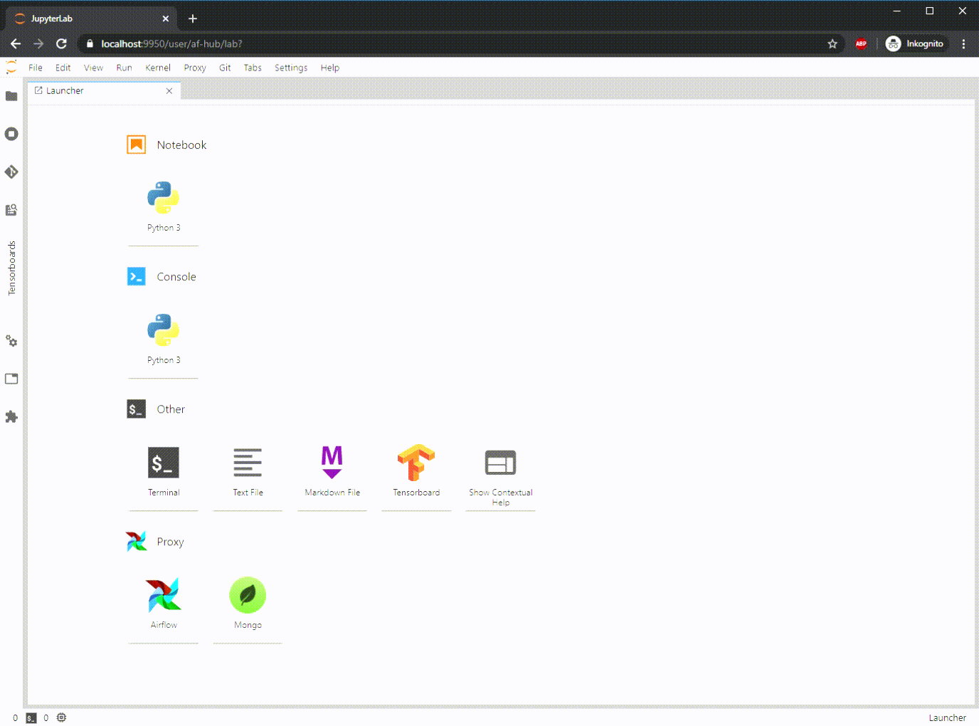 GitHub VK/jupyterlabproxygui A JupyterLab extension to control the