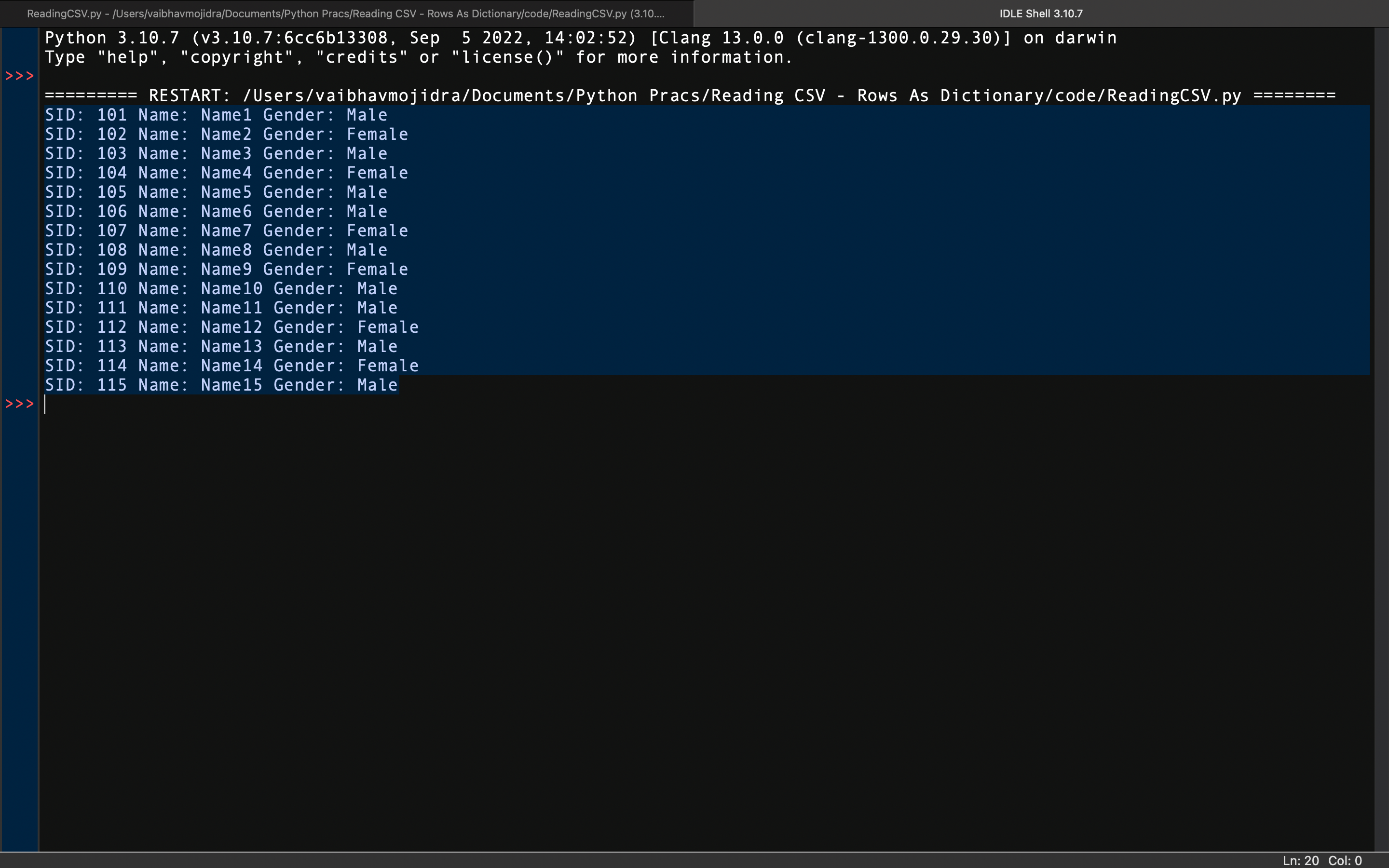 GitHub VaibhavMojidra/PythonDemoReadingCSVRowsAsDictionary