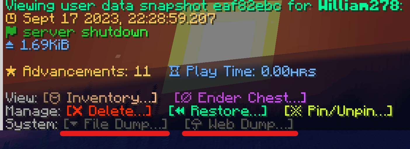 Dumping UserData HuskSync Docs