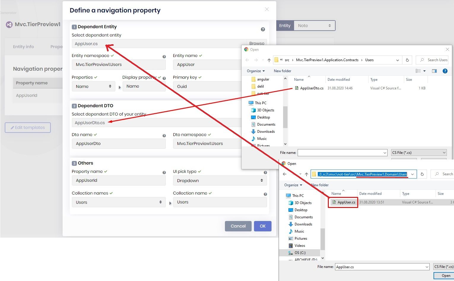 ABP Suite How to Add the User Entity as a Navigation Property of