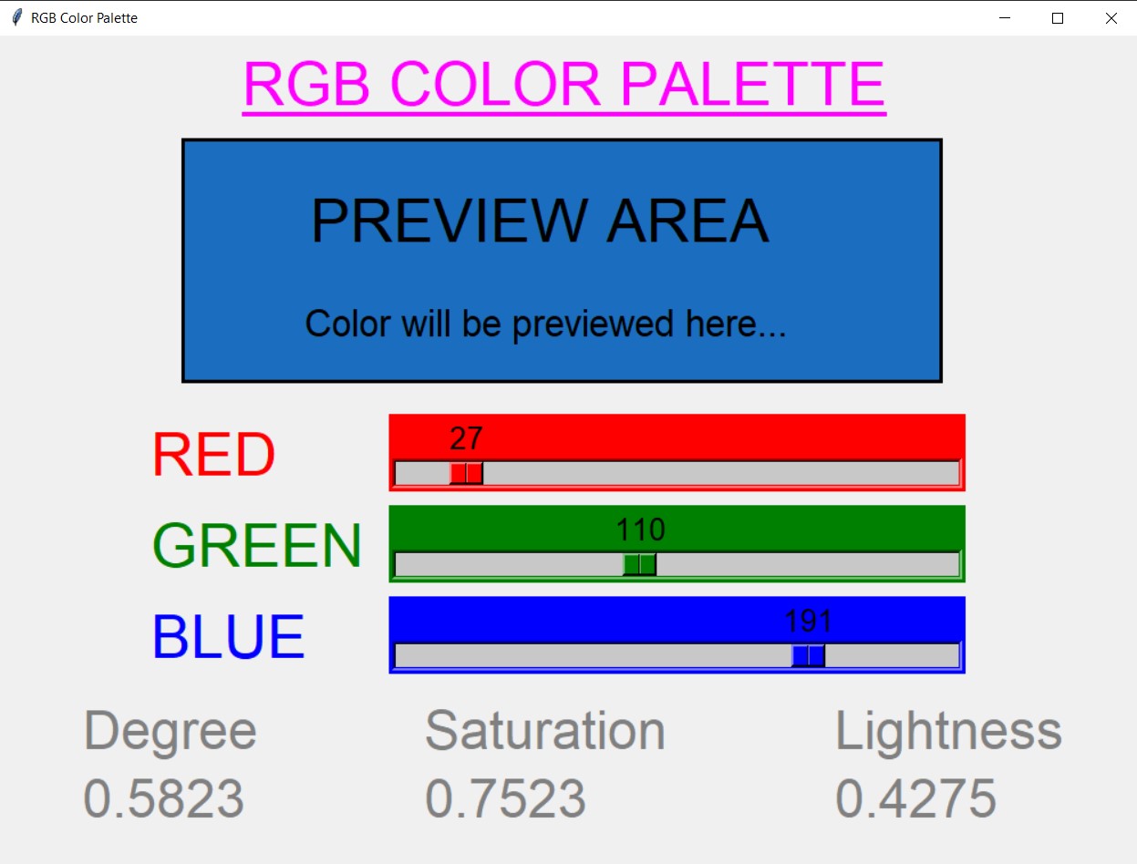 Color Palette With Rgb Codes