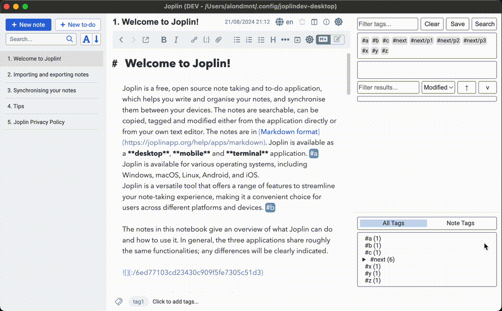 Joplin Plugins Inline Tag Navigator(05)