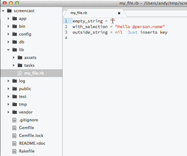 GitHub andyjeffries/rubystringinterpolation Atom package to allow