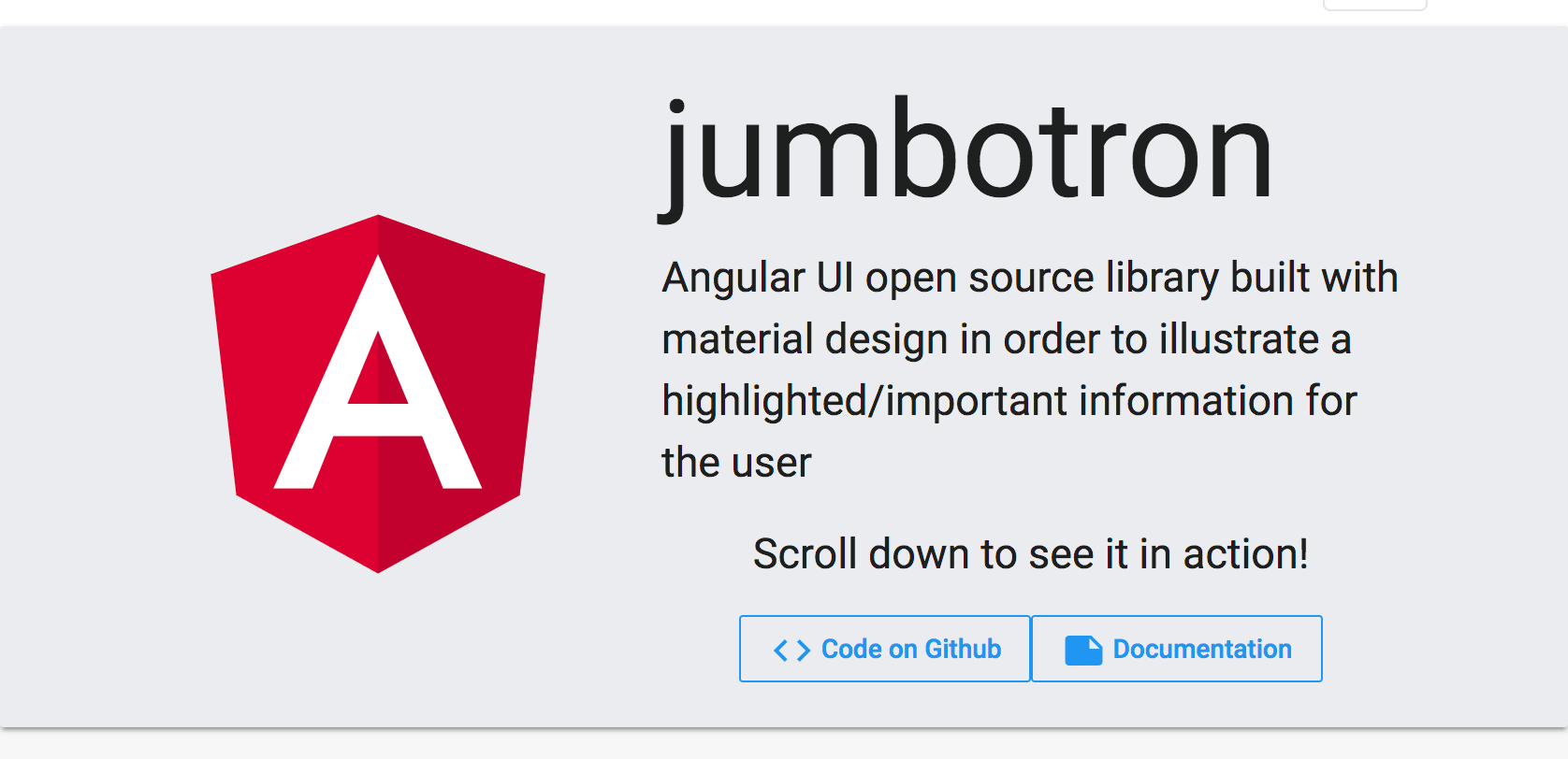 angularmaterialextensions/jumbotron documentation