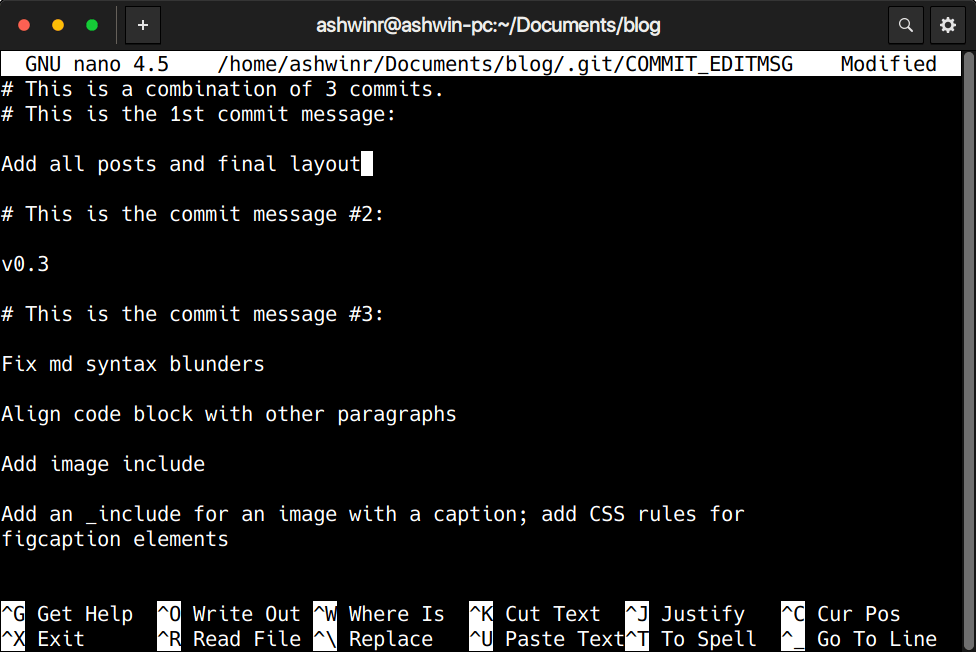 How I squashed commits in git