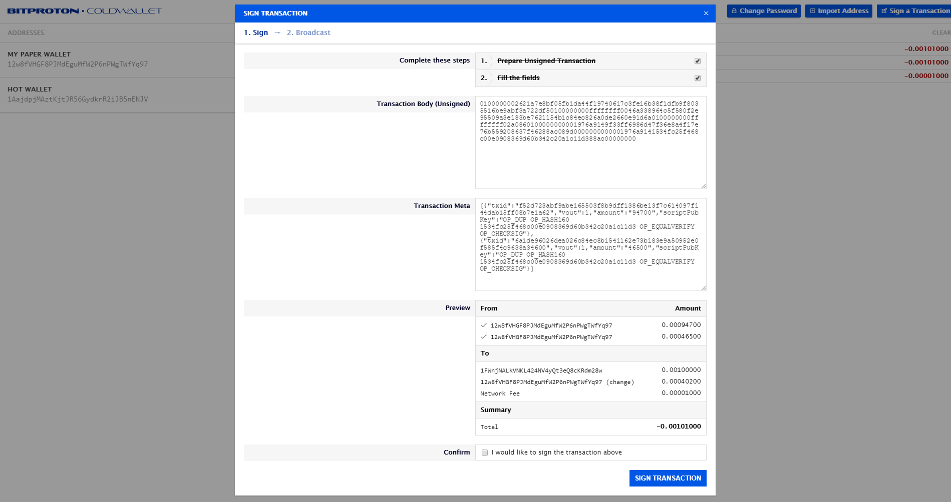 GitHub bitproton/coldwallet Transaction signing tool for Bitcoin SV