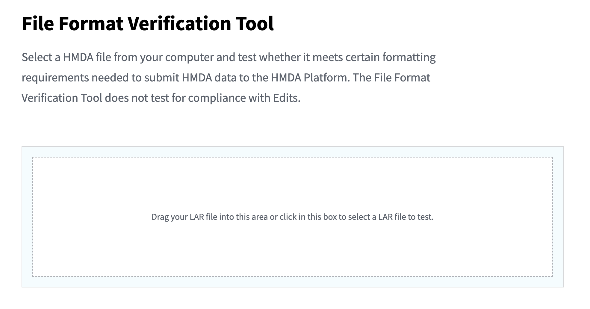 File Format Verification Tool HMDA Documentation