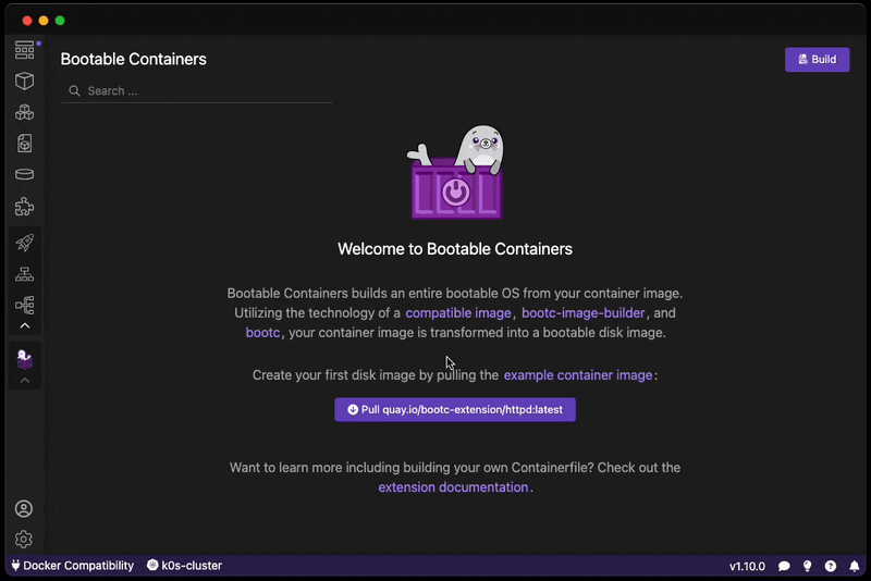 GitHub containers/podmandesktopextensionbootc Support for