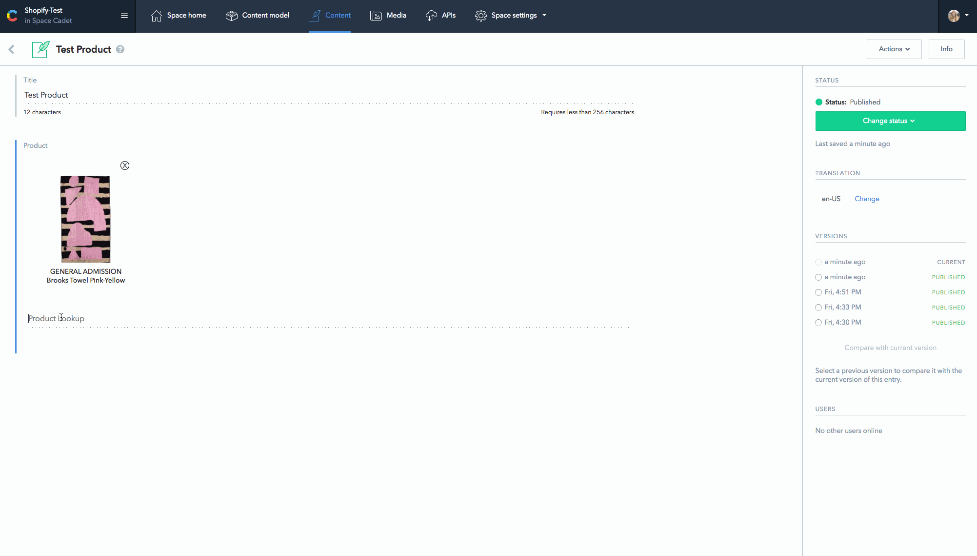 Shopify Products Marketplace Contentful