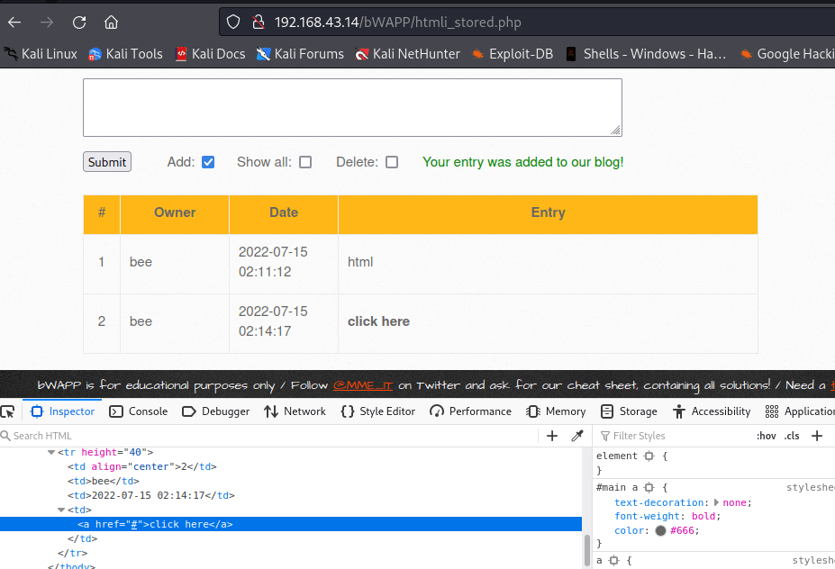 Stored Html Injection cyberkhalid
