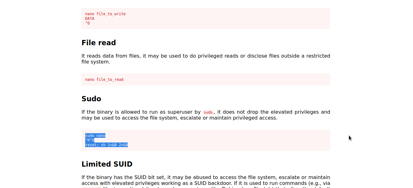 Shell Escape Sequences cyberkhalid
